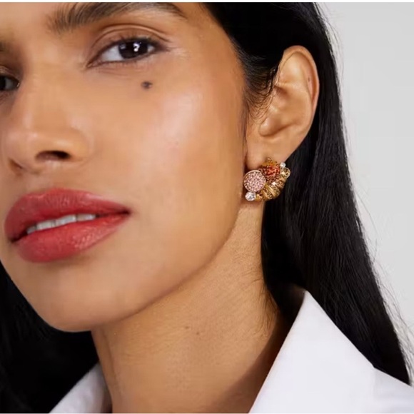 Kate Spade Gold and Red-Pink Earrings NWT Dust Bag Included - Picture 2 of 8